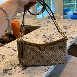Authentic Tory Burch T Monogrammed Jacquard Studio Bag